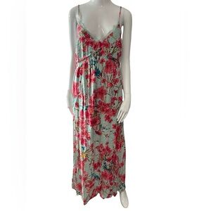 Red and Pink Spaghetti Strap Resort Maxi Dress